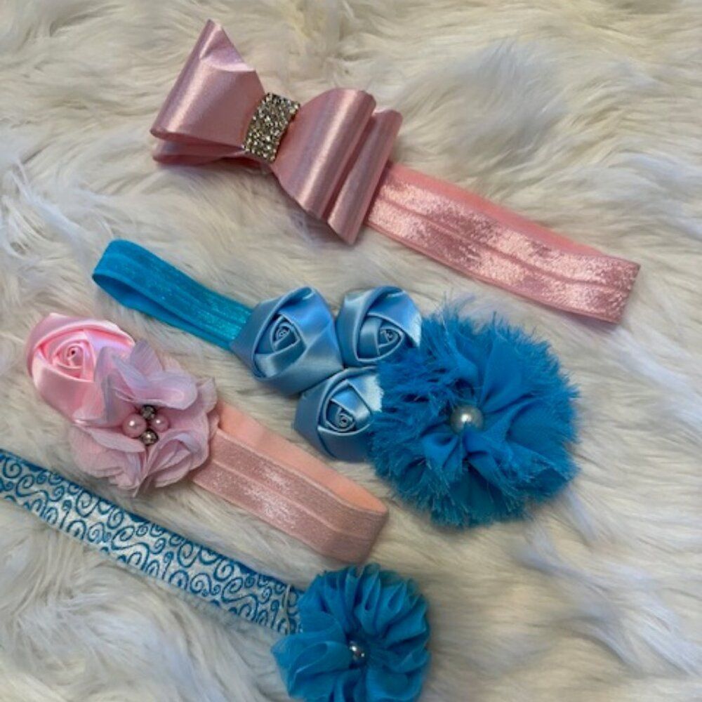 Bundle (4) of Chiffon Flower on FOE Headband  HB8295   Handmade NWT Boutique